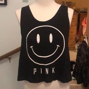 Black smile face muscle tank by Pink